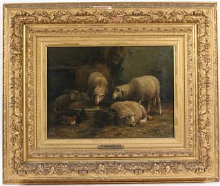 Cornelius Van Leemputten, Oil on Canvas, Sheep