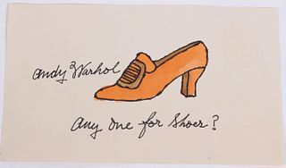 Andy Warhol Autograph, Watercolor of a Shoe
