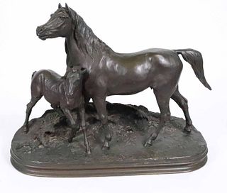 Pierre Jules Mene, Bronze, Horse and Foal