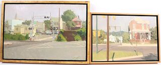 Two Philip Geiger Oil Paintings, Suburban Scenes