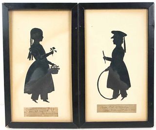 Two Auguste Edouart Silhouettes of Children