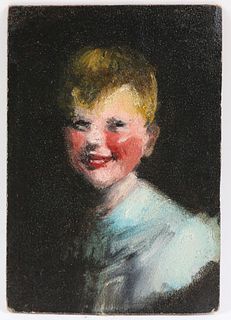Oil on Board, Portrait of a Young Boy