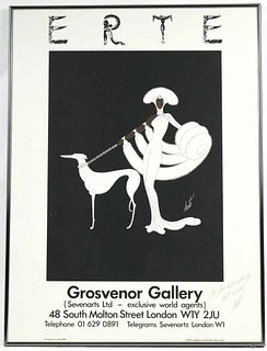 Erte Poster, Grosvenor Gallery, Woman with Dog