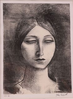 John Wesley Carroll, Lithograph, Woman's Head