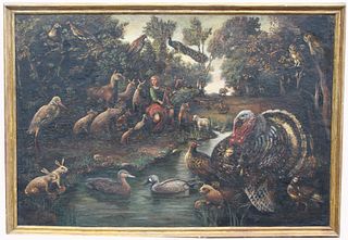 Large Old Master Painting, Orpheus and the Animals