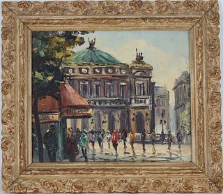 20th C. Impressionist Painting of French Street