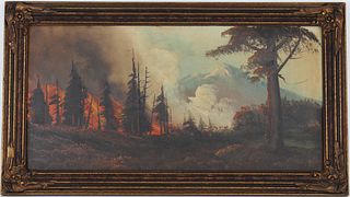 American School, Western Landscape w/ Fire