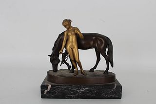 Gotthilf Jaeger (1871 - 1933) Nude Woman w/ Horse