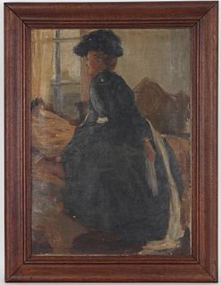 Signed, Early 20th C. Painting of Elegant Woman