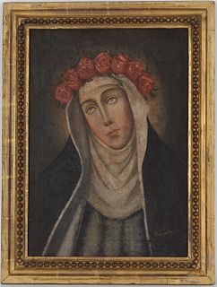 17th C. Spanish Colonial Portrait of Virgin Mary