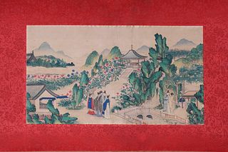 Signed, Fine Chinese Courtyard Scene With figures