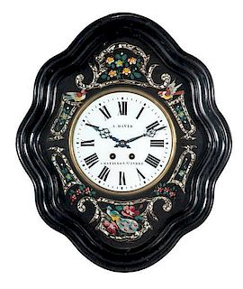 French Black Lacquer Clock 