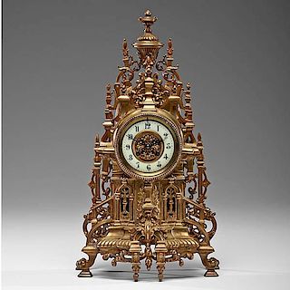 Continental Brass Mantel Clock 