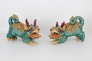 (2) Chinese Multi-Colored Chi-Long Dragon Figures