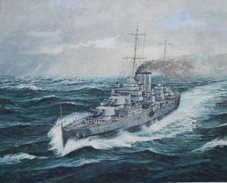 Brian Sanders (B. 1937) "HMS Dorsetshire" Original