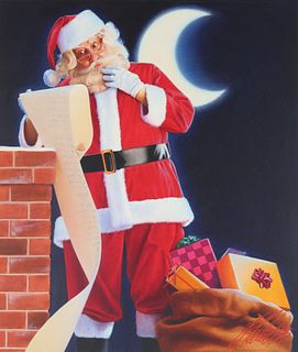 Ed Little (B. 1957) "Santa Claus" Original Oil