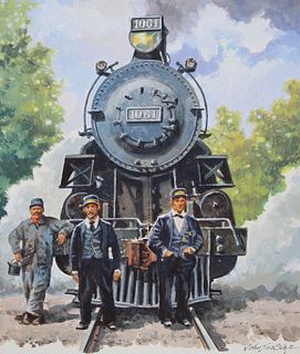 John Swatsley (B. 1937) "CPR D-10 Locomotive" Oil