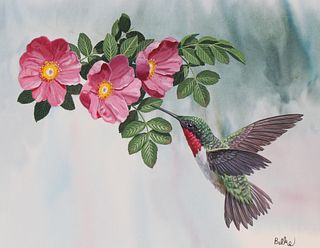 Don Balke (B 1933) "Ruby-throated Hummingbird" W/C