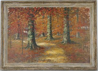 Signed, 20th C. Impressionist Autumnal Landscape