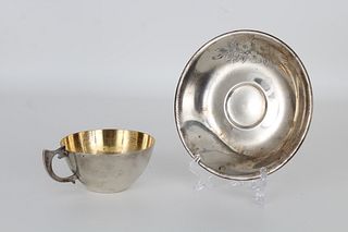 Marked, Russian .875 Silver Cup & Saucer