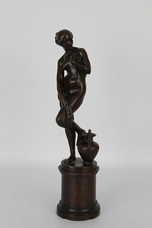 C. Knoblock, 1919 Bronze Semi-Nude Woman Figure