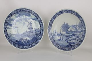 (2) Large Delft Porcelain Chargers