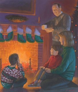 Michael Garland (B. 1952) "Christmas Fireplace"