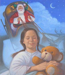Michael Garland (B. 1952) "Dreaming of Santa"