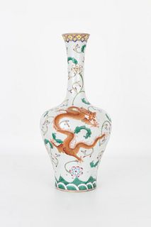 Chinese Famille Rose Dragon Vase, Qianlong Mark