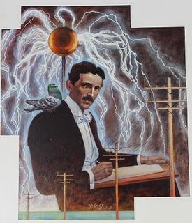 David K Stone (1922-2001) "Nikola Tesla", Original