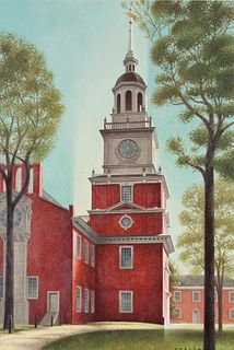 Howard Koslow (1924-2016) "Independence Hall" Oil