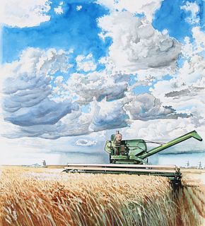 Jim Butcher (B. 1944) "Saskatchewan Harvest" W/C