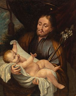 Spanish school of the 18th century.
"Saint Joseph and the Child".
Oil on canvas. Relined.