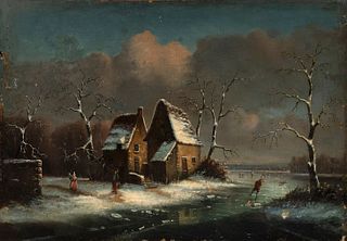 Dutch school from the late 17th century.
"Winter Landscape".
Oil on canvas. Relined.