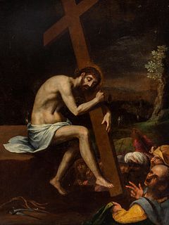 Spanish school of the early seventeenth century. School of VICENTE CARDUCHO (Florence, 1576 or 1978 - Madrid, 1638).
"Christ embraced the cross."
Oil 