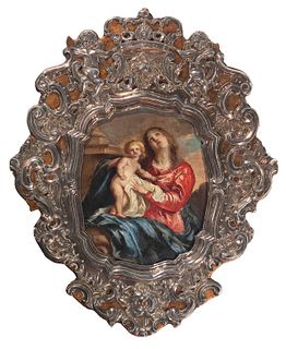 Flemish school from the second half of the seventeenth century. Follower of ANTON VAN DYCK (Antwerp 1599 - London 1641).
"Virgin with the Child".
Oil 