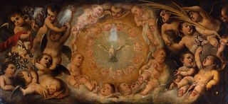 Murillo School of the second half of the seventeenth century. Possible attribution to CORNELIS SCHUT (Antwerp, 1597-1655).
"The Holy Spirit".
Oil on c