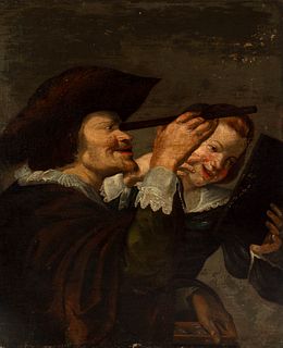 Dutch school of the 17th century.
"Allegory of vanity and greed."
Oil on canvas. Relined.