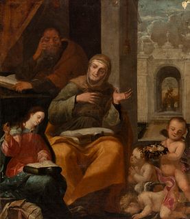 Andalusian school from the mid-17th century.
"The education of the Virgin".
Oil on canvas. Relined.