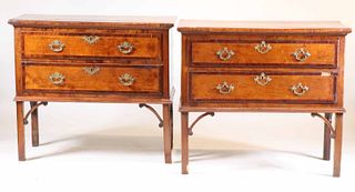 Pair of George II Burl Walnut Chest on Stand
