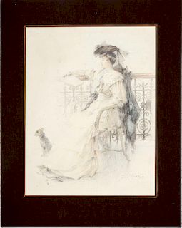 GABRIEL NICOLET (1856-1921): LADY READING ON A BALCONY