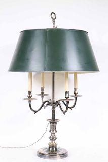 Vintage Silvered Bouillotte Lamp with Tole Shade 