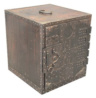 Chinese Merchant Safe, having fitted interior, height 17 1/2 inches, width 15 1/2 inches, depth 16 1/4 inches. 