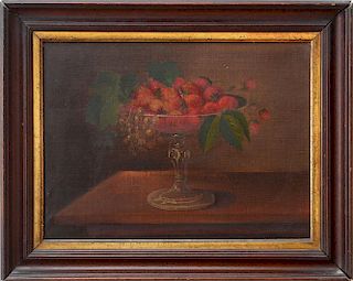 AMERICAN SCHOOL: STILL LIFE WITH BOWL OF STRAWBERRIES