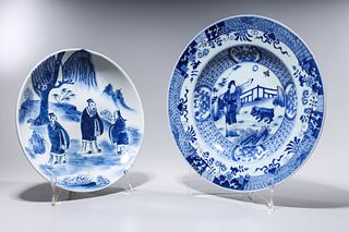 Two Chinese Blue and White Porcelain Dishes