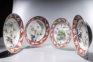 Set of Four Chinese Enameled Porcelain Chargers