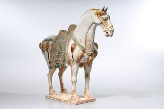 Chinese Sancai-Style Glazed Pottery Horse