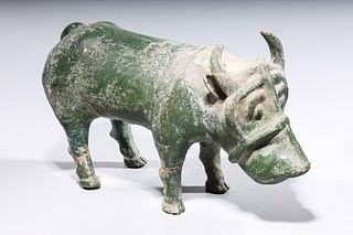 Chinese Green Glazed Ceramic Ox
