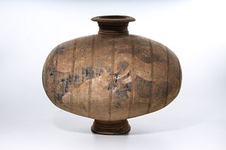 Chinese Han-Style Pottery Cocoon Vase
