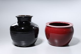Two Chinese Monochrome Porcelain Jars